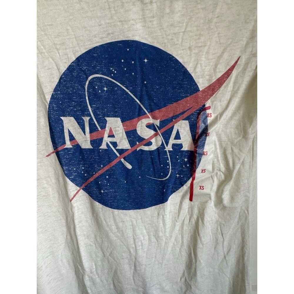 NASA Scoop Neck Short Sleeve Top T Shirt Womens XS Cream New